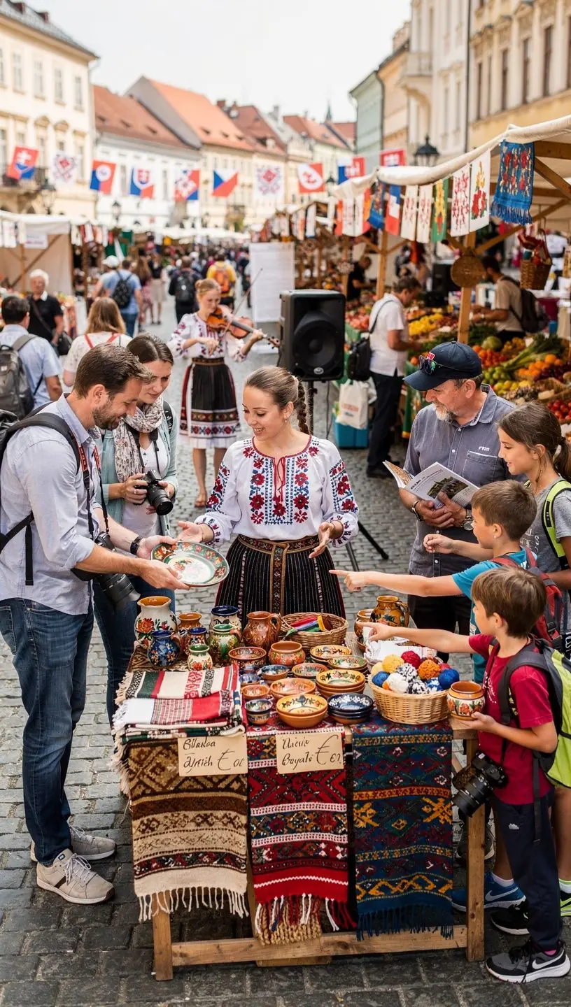 Traditional folk architecture displayed in a charming village, highlighting the unique construction styles of the region.